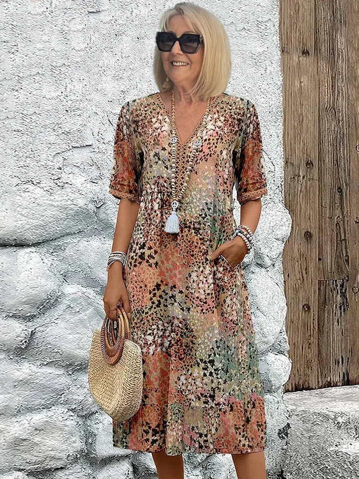 Samantha | Plus Size Floral Midi Wedding Guest Dress 0